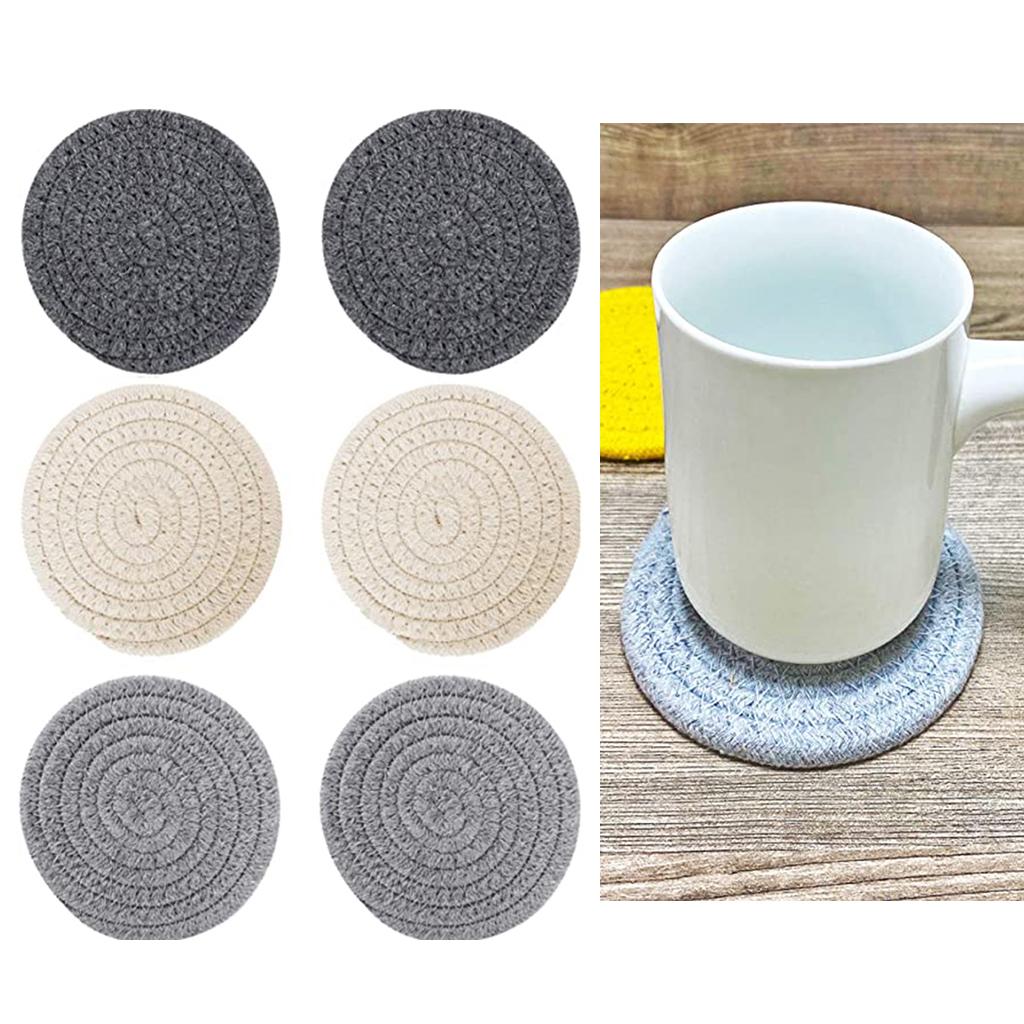 Natural Cotton Rope Braided Placemats Coaster for Drinks Cup Mat Decor