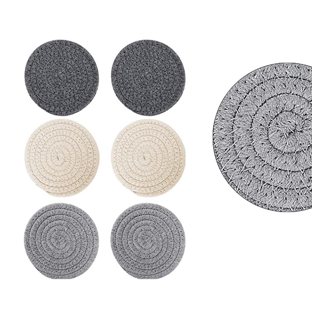 Natural Cotton Rope Braided Placemats Coaster for Drinks Cup Mat Decor