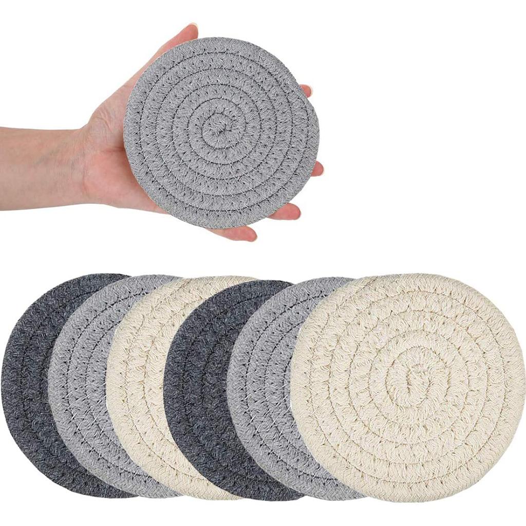 Natural Cotton Rope Braided Placemats Coaster for Drinks Cup Mat Decor