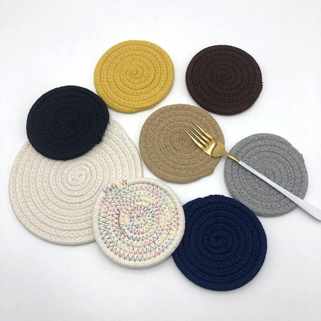 Natural Cotton Rope Braided Placemats Coaster for Drinks Cup Mat Decor