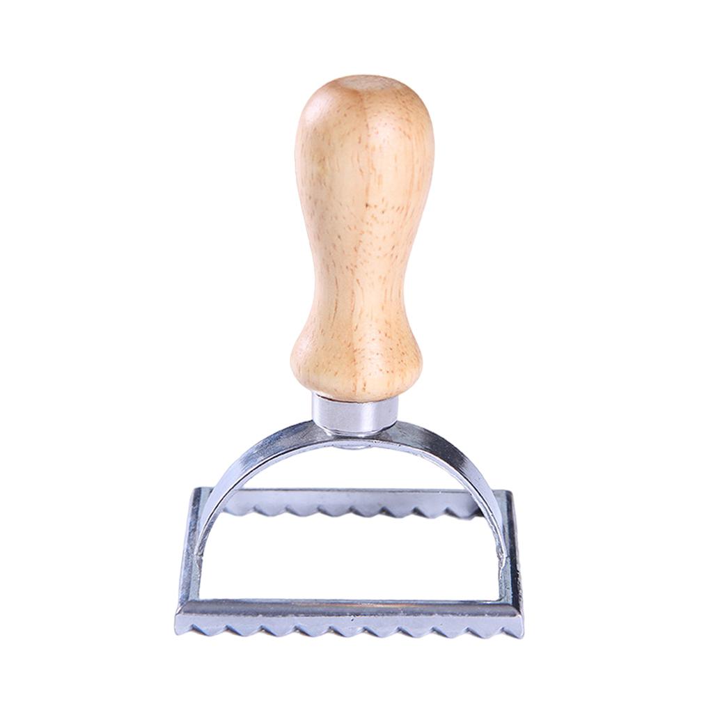Classical Ravioli Stamp Cutter Mould Wooden Handle for Pasta Dough Cutter square