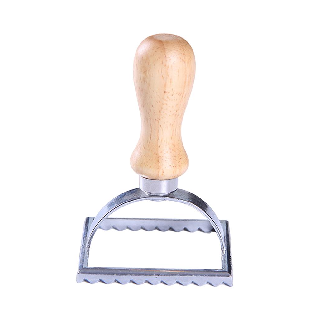 Classical Ravioli Stamp Cutter Mould Wooden Handle for Pasta Dough Cutter square