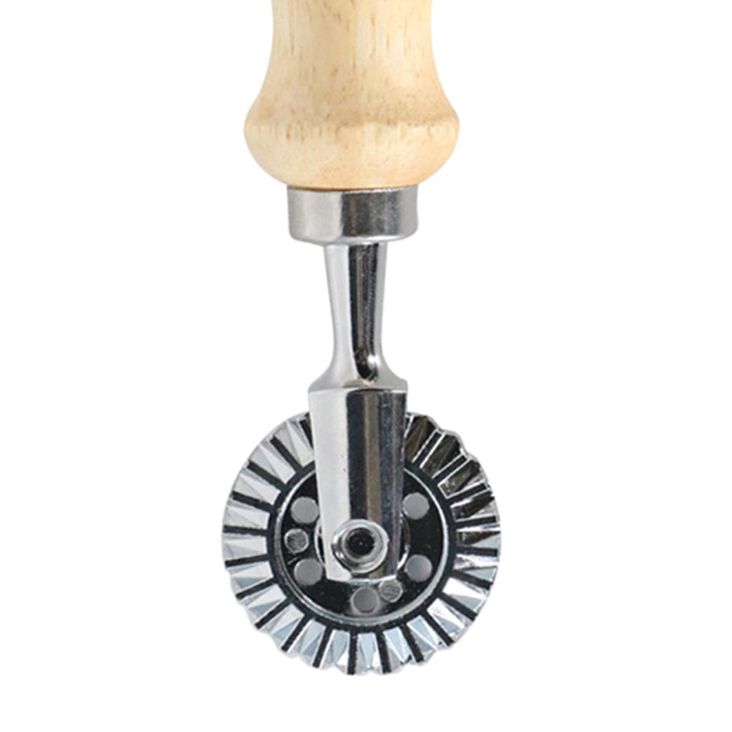 Classical Ravioli Stamp Cutter Mould Wooden Handle for Pasta Dough Cutter Roll round handle