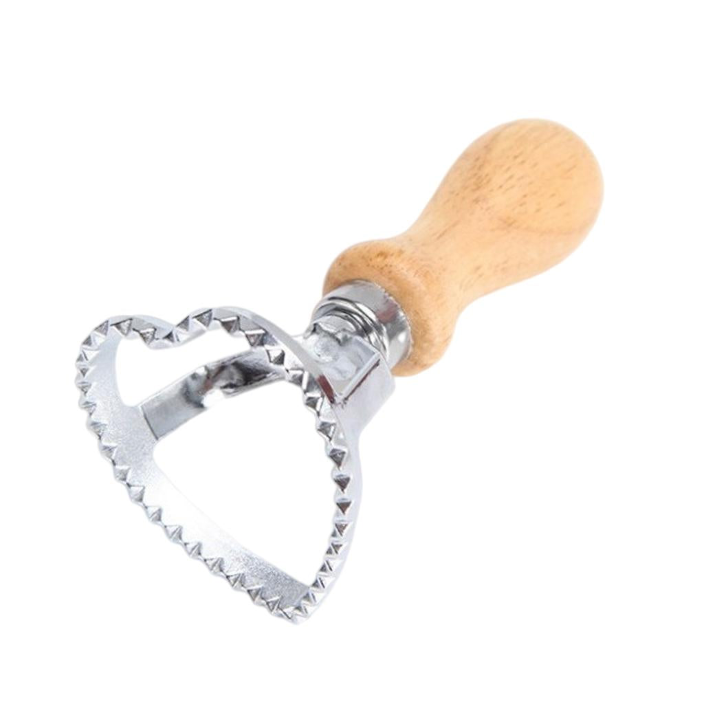 Classical Ravioli Stamp Cutter Mould Wooden Handle for Pasta Dough Cutter heart