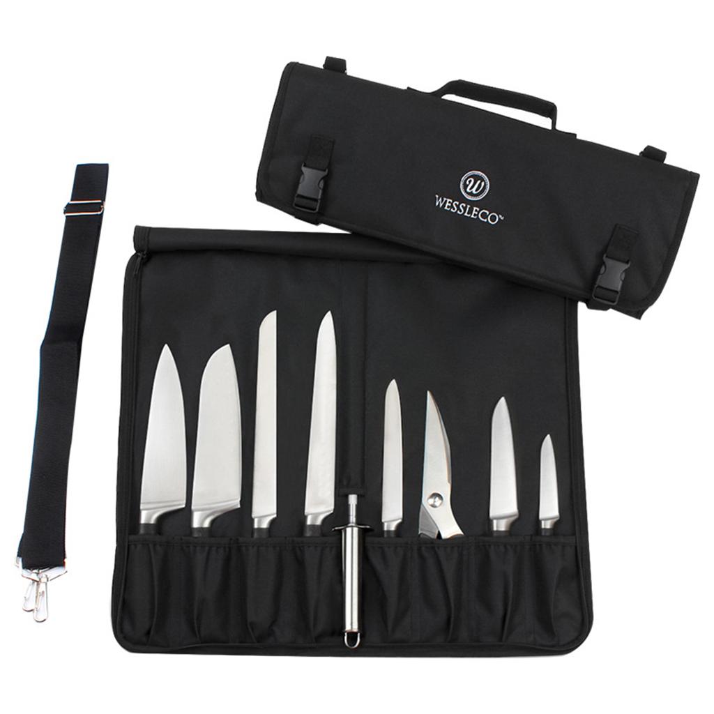 8-slot Chef Knife Roll Kitchen Cooking Knives Carry Case with Shoulder Strap