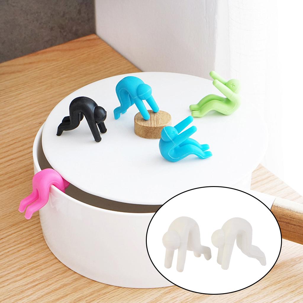 Silicone Spill-proof Lid Stand Lift Steam Release Device Phone Rest White