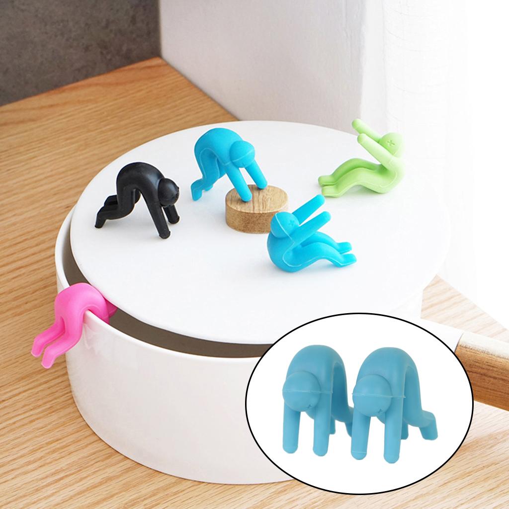 Silicone Spill-proof Lid Stand Lift Steam Release Device Phone Rest Blue