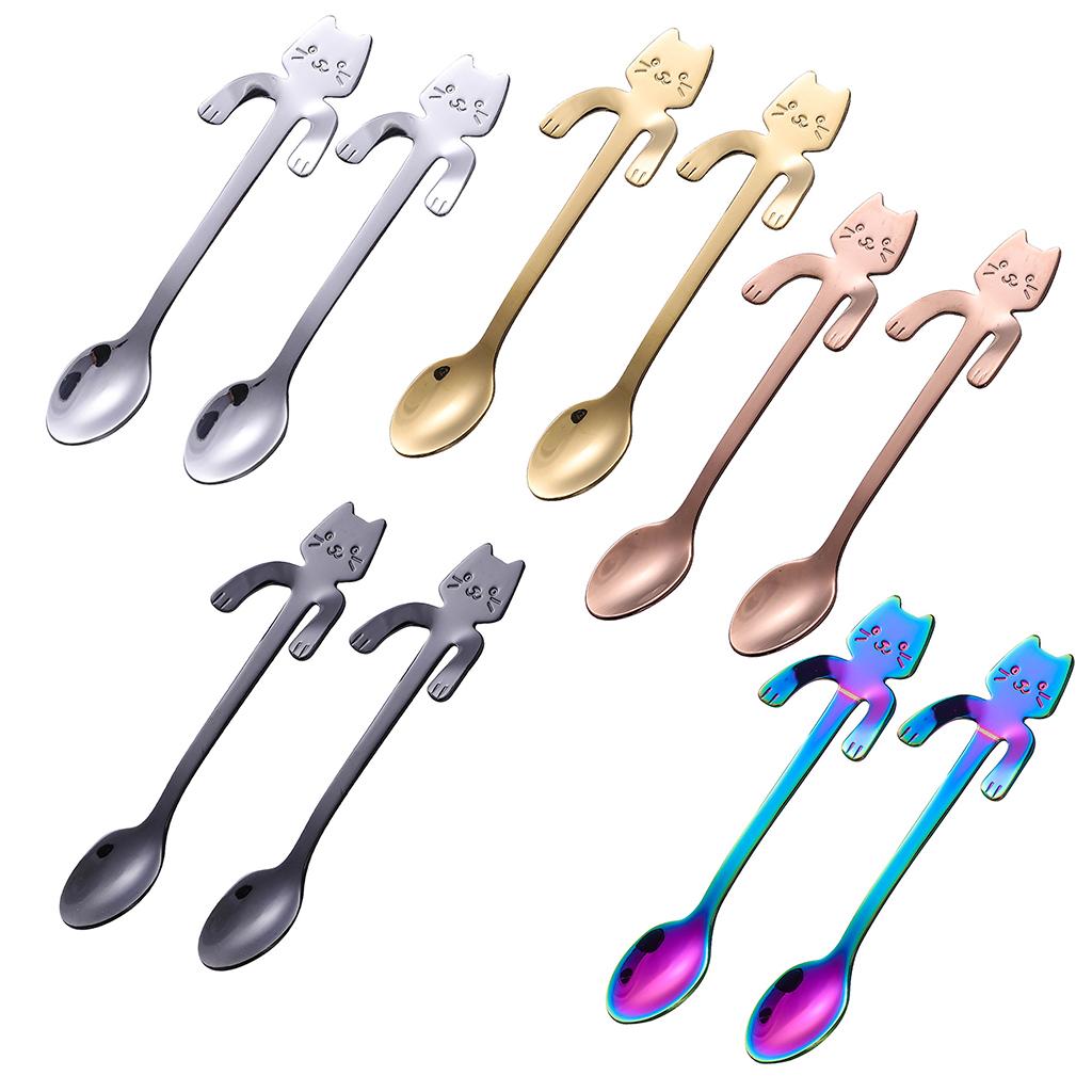 Coffee Spoon Mini Cartoon Espresso Spoons for Dessert Coffee Cappuccino Home silver