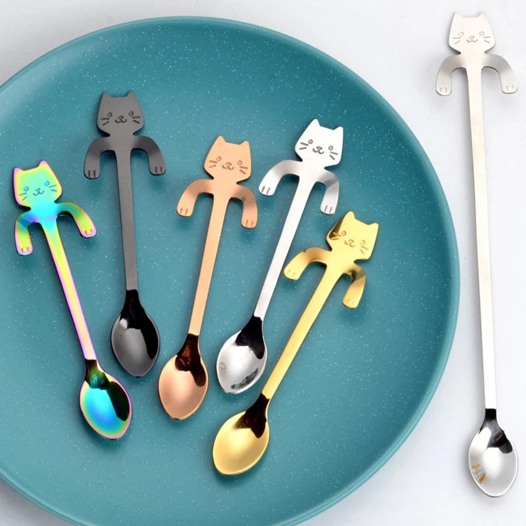 Coffee Spoon Mini Cartoon Espresso Spoons for Dessert Coffee Cappuccino Home black