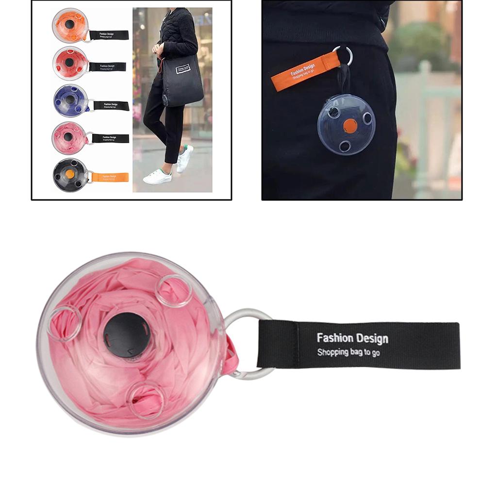 Creative Telescopic Shopping Bag Reusable Eco Friendly & Carabiner Pink