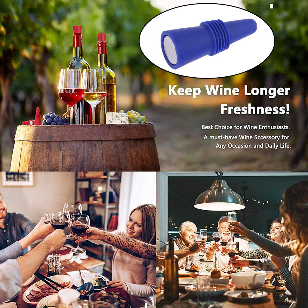 Portable Wine Bottle Stopper Beverage Bottle Stoppers with Grip Top Blue