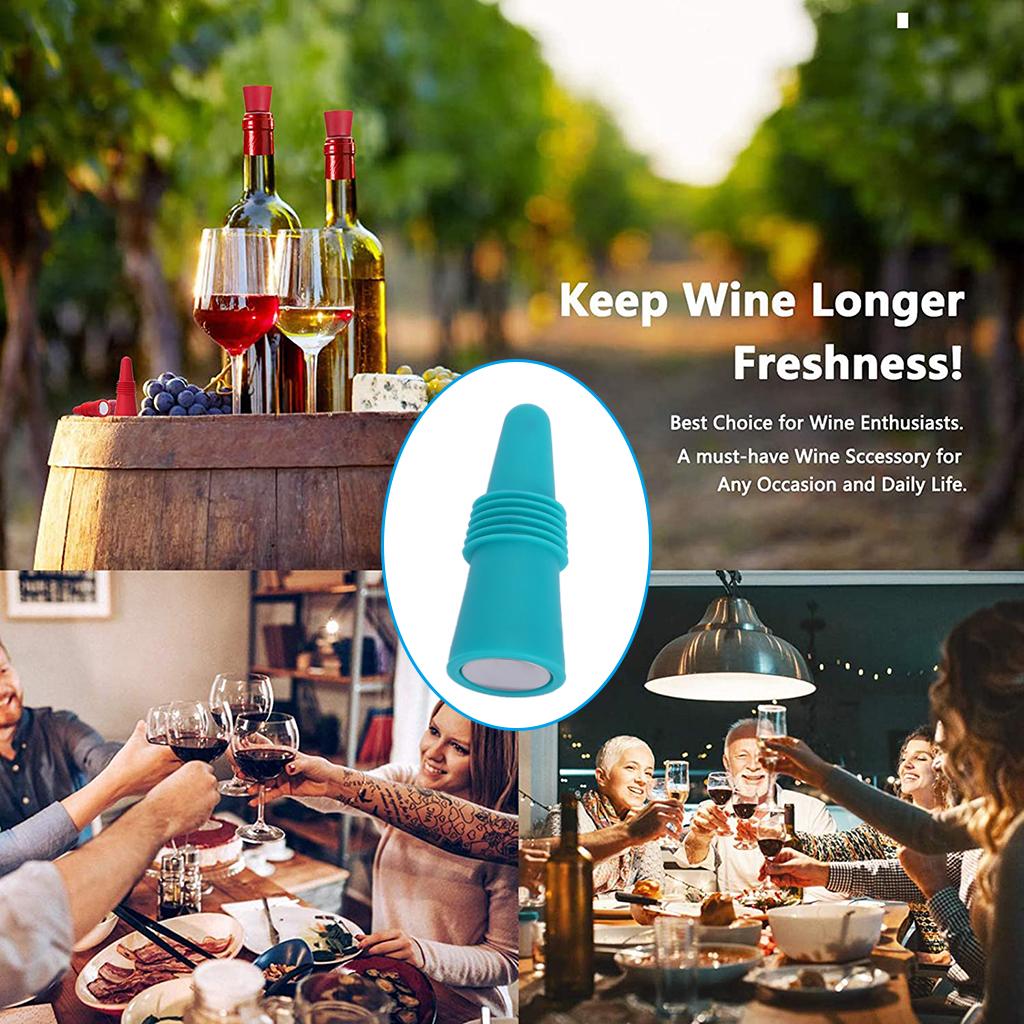 Portable Wine Bottle Stopper Beverage Bottle Stoppers with Grip Top Green