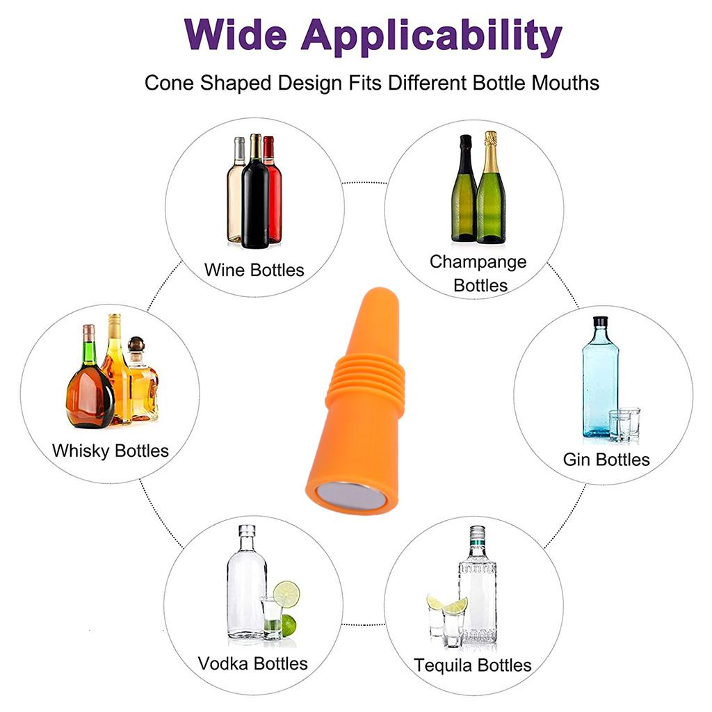 Portable Wine Bottle Stopper Beverage Bottle Stoppers with Grip Top Orange