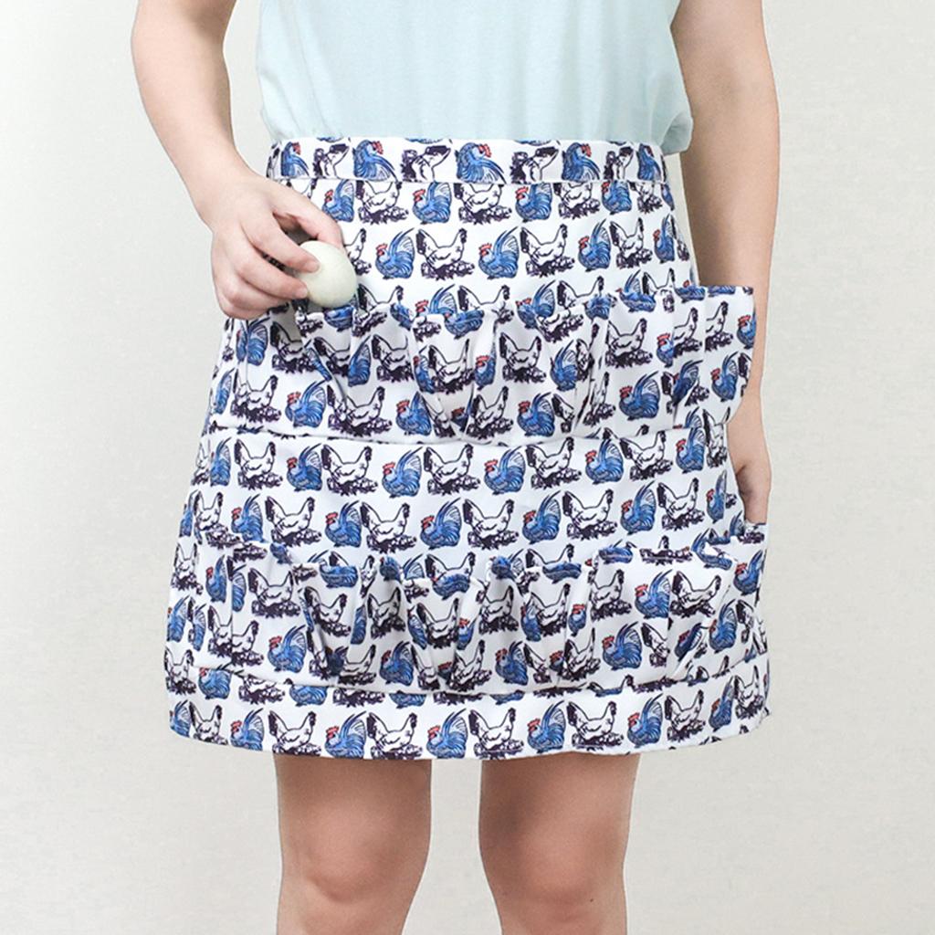 Farm Hen Print Egg Gathering Apron Farm Goose Eggs Holder for Farmhouse S 31.5x26.5cm