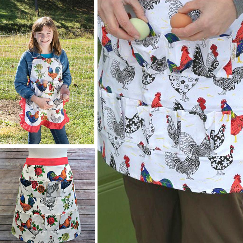 Farm Hen Print Egg Gathering Apron Farm Goose Eggs Holder for Farmhouse S 31.5x26.5cm