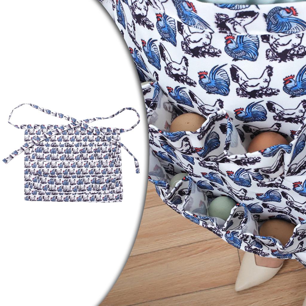 Farm Hen Print Egg Gathering Apron Farm Goose Eggs Holder for Farmhouse L 54.5x43.5cm