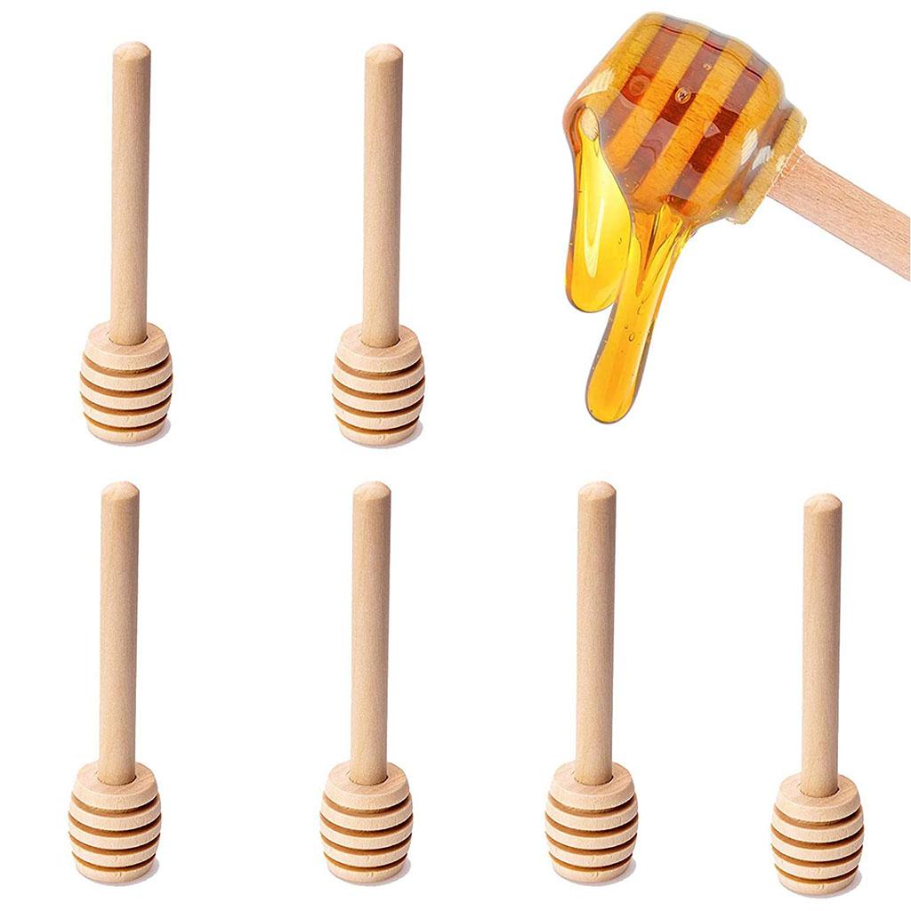 24x Wood Honey Spoon Wooden Dipper Stick Drizzler Server for Maple Syrup Jam