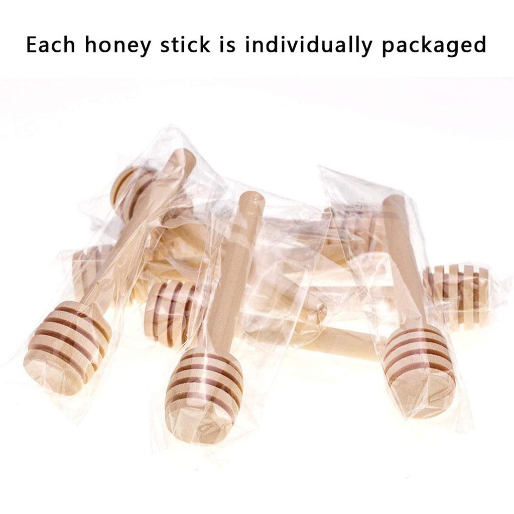 24x Wood Honey Spoon Wooden Dipper Stick Drizzler Server for Maple Syrup Jam