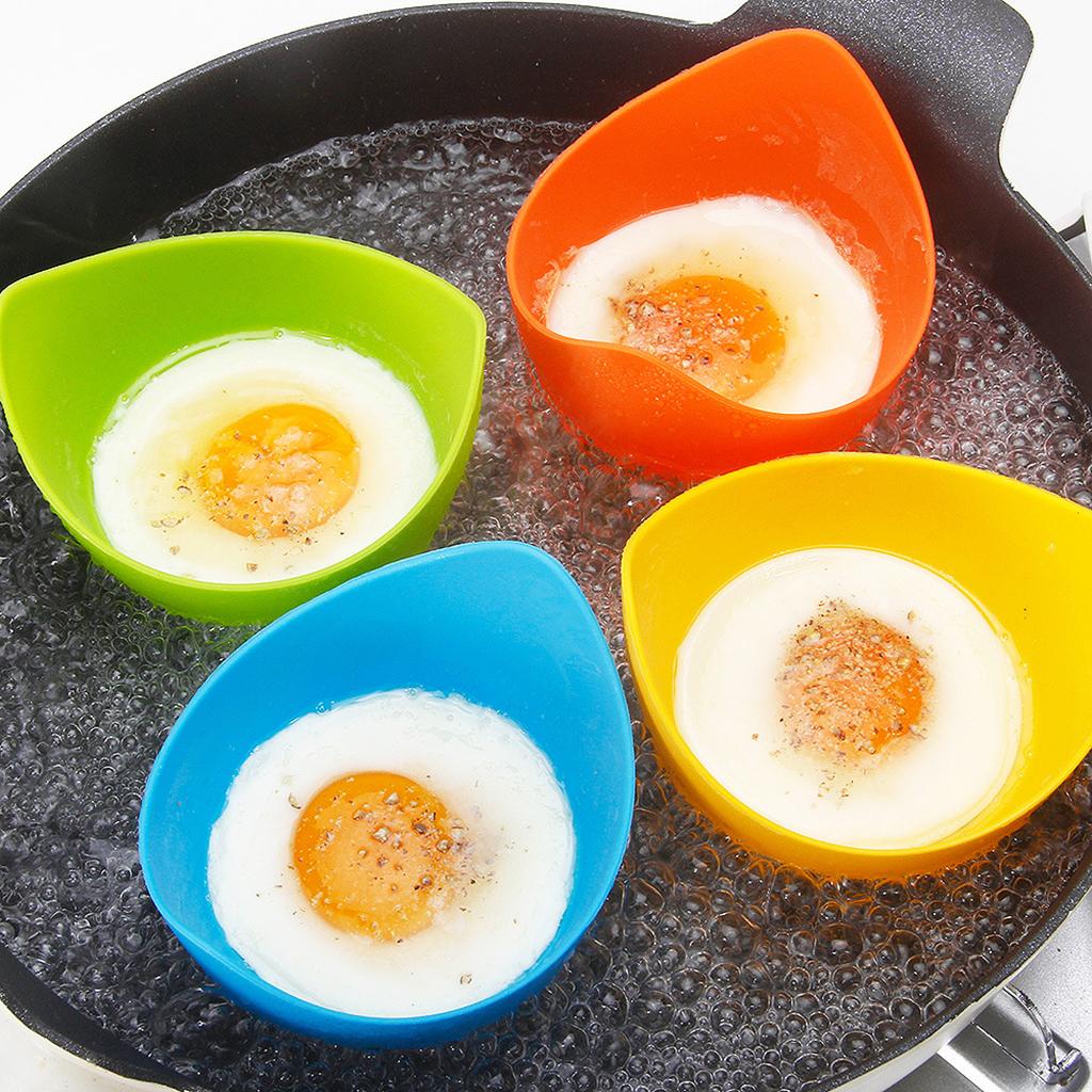 4pcs Silicone Egg Poacher Cooker Bowl Egg Boiler Mold Kitchen Accessory