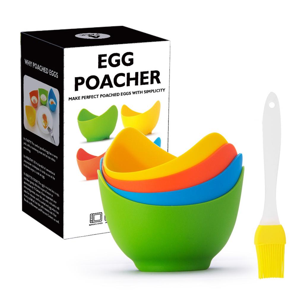 4pcs Silicone Egg Poacher Cooker Bowl Egg Boiler Mold Kitchen Accessory