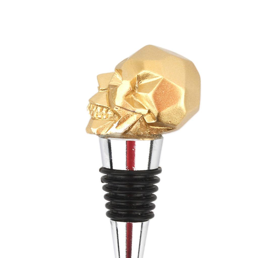 Creative Skull Head Champagne Wine Bottle Stopper Plug for Wedding Golden