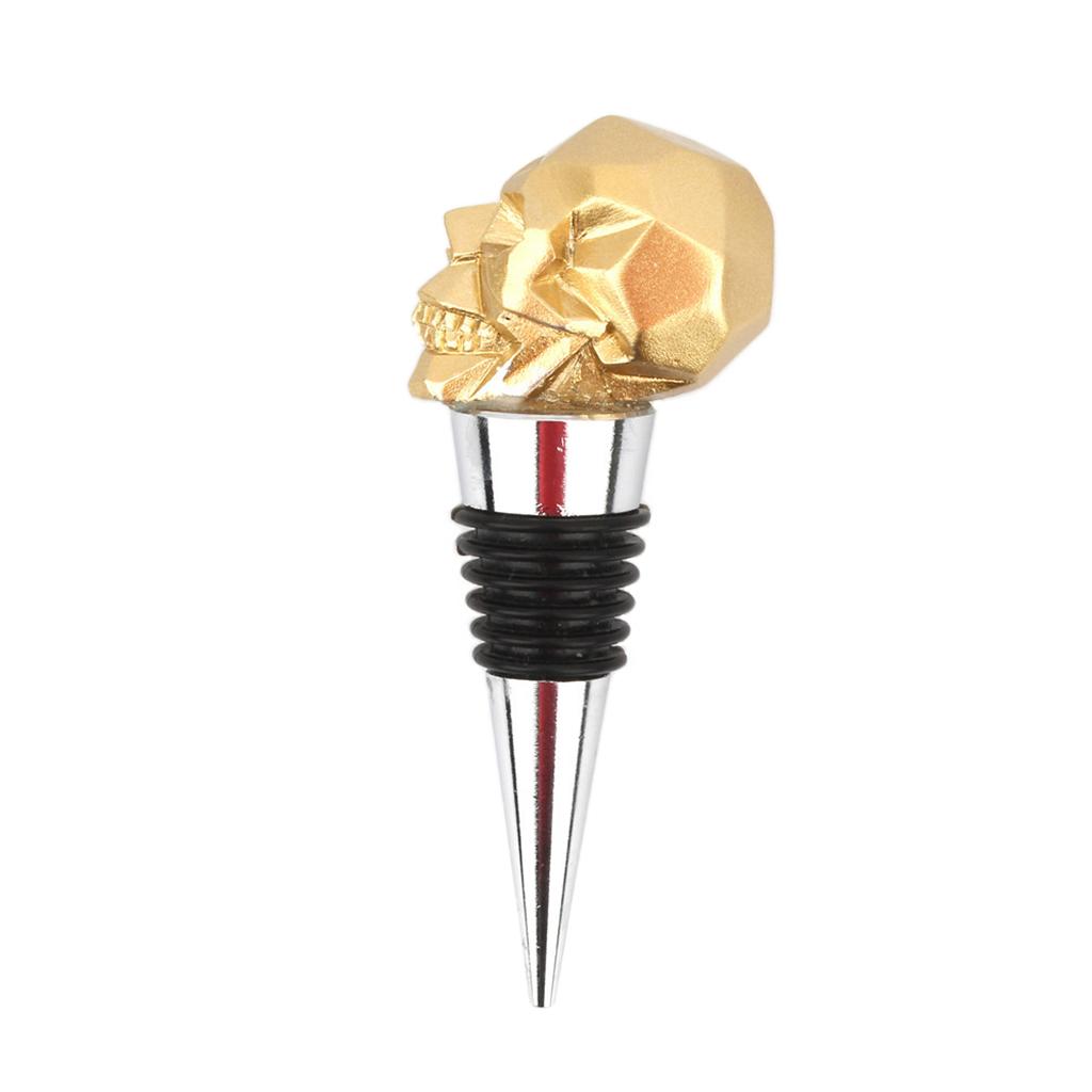 Creative Skull Head Champagne Wine Bottle Stopper Plug for Wedding Golden