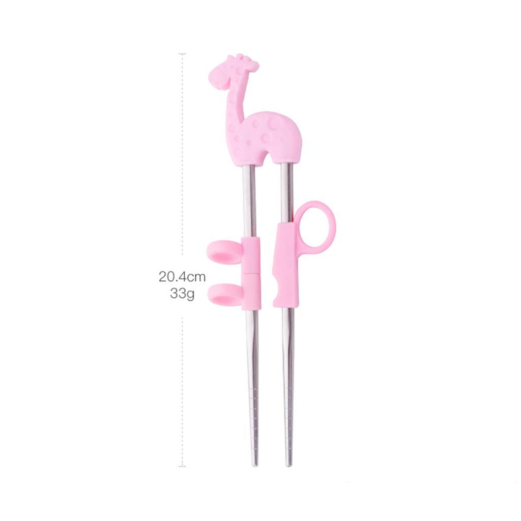 1Pair Children Kids Baby Chopsticks Learning Training B Pink Giraffe