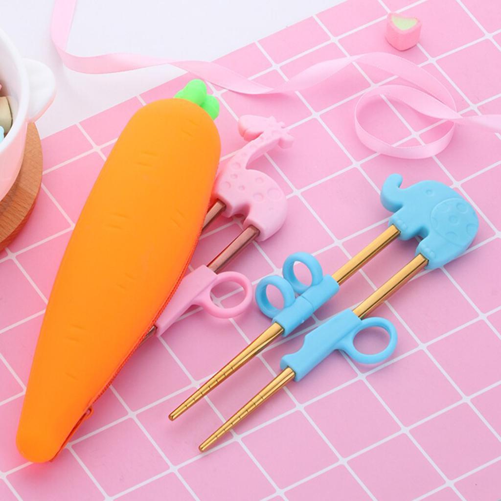 1Pair Children Kids Baby Chopsticks Learning Training B Pink Giraffe