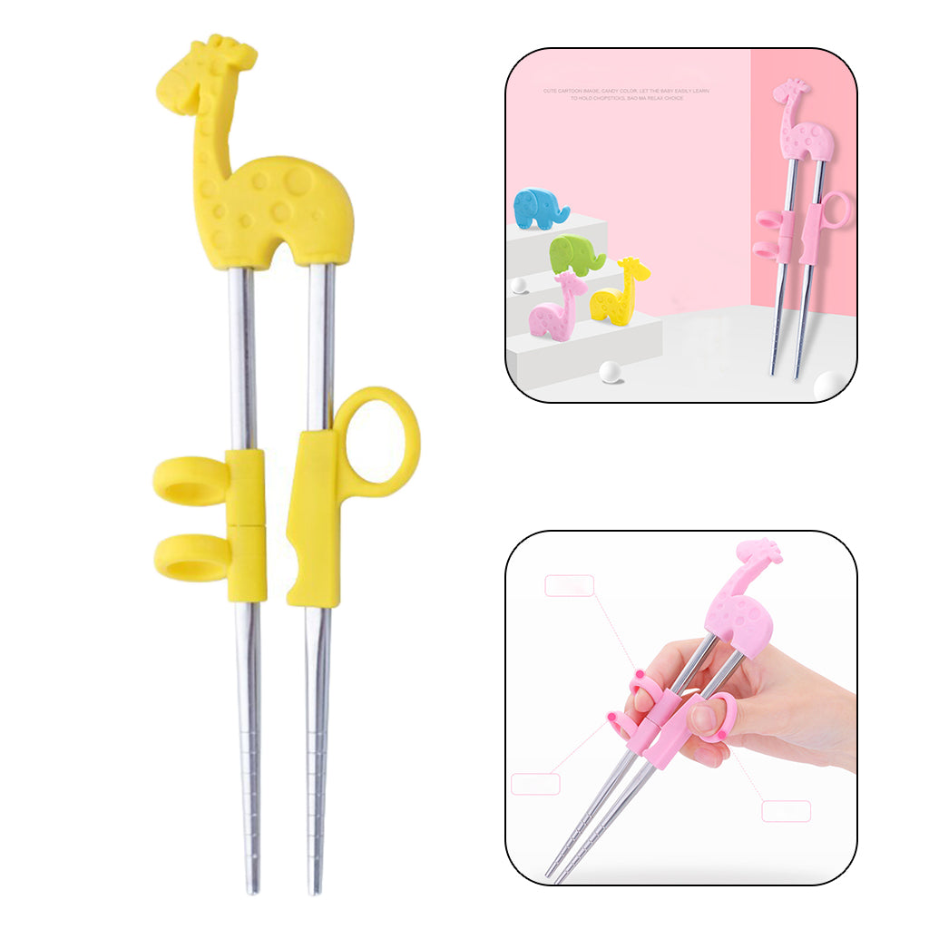 1Pair Children Kids Baby Chopsticks Learning Training A Yellow Giraffe