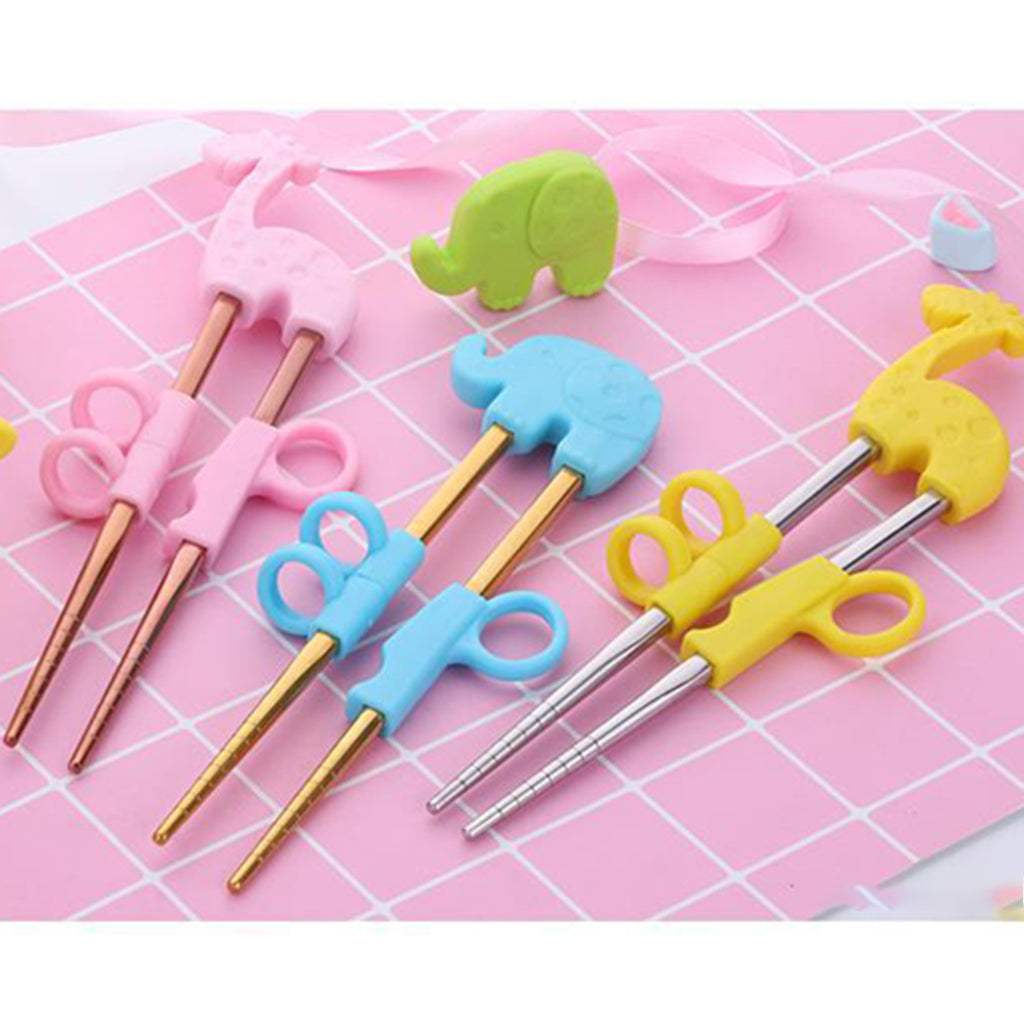 1Pair Children Kids Baby Chopsticks Learning Training A Yellow Giraffe