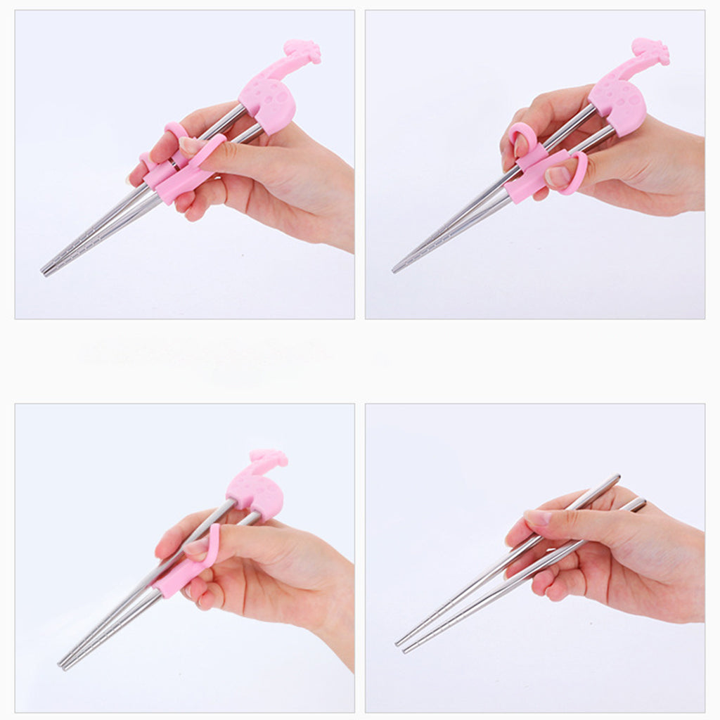 1Pair Children Kids Baby Chopsticks Learning Training A Yellow Giraffe