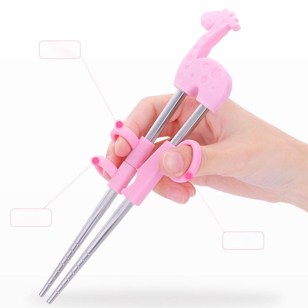 1Pair Children Kids Baby Chopsticks Learning Training B Yellow Giraffe