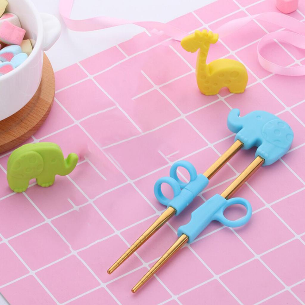 1Pair Children Kids Baby Chopsticks Learning Training B Blue Elephant