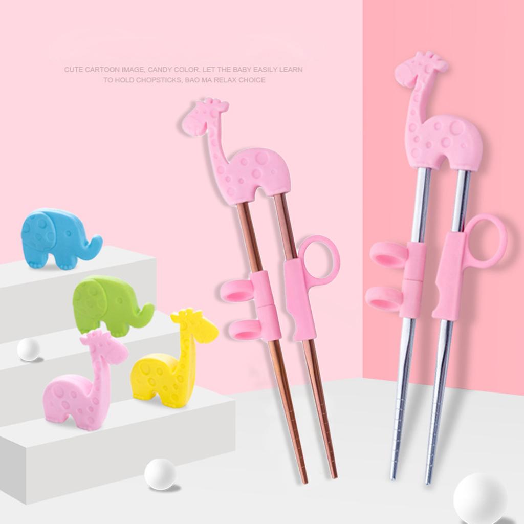 1Pair Children Kids Baby Chopsticks Learning Training A Green Elephant