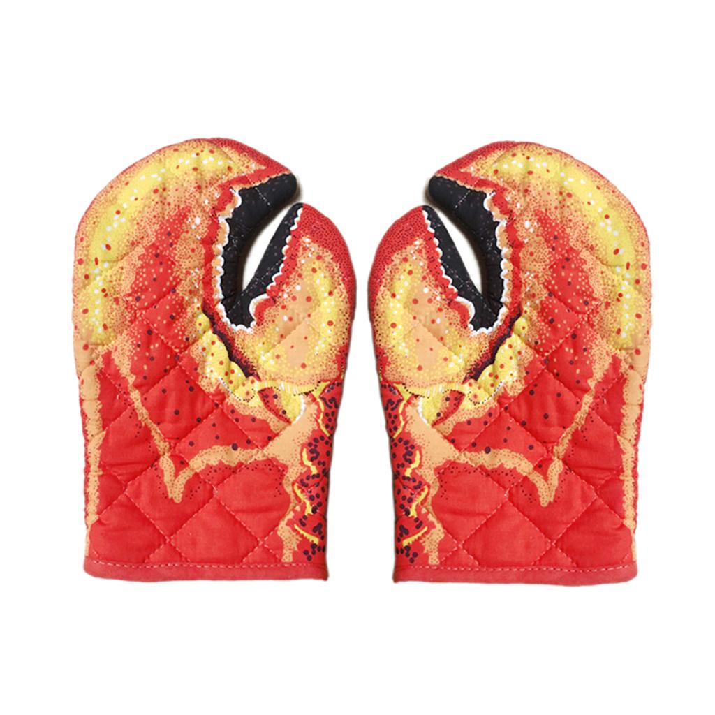 House Lobster Claw Oven Mitts Kitchen Gloves Grill & BBQ Cotton Lining