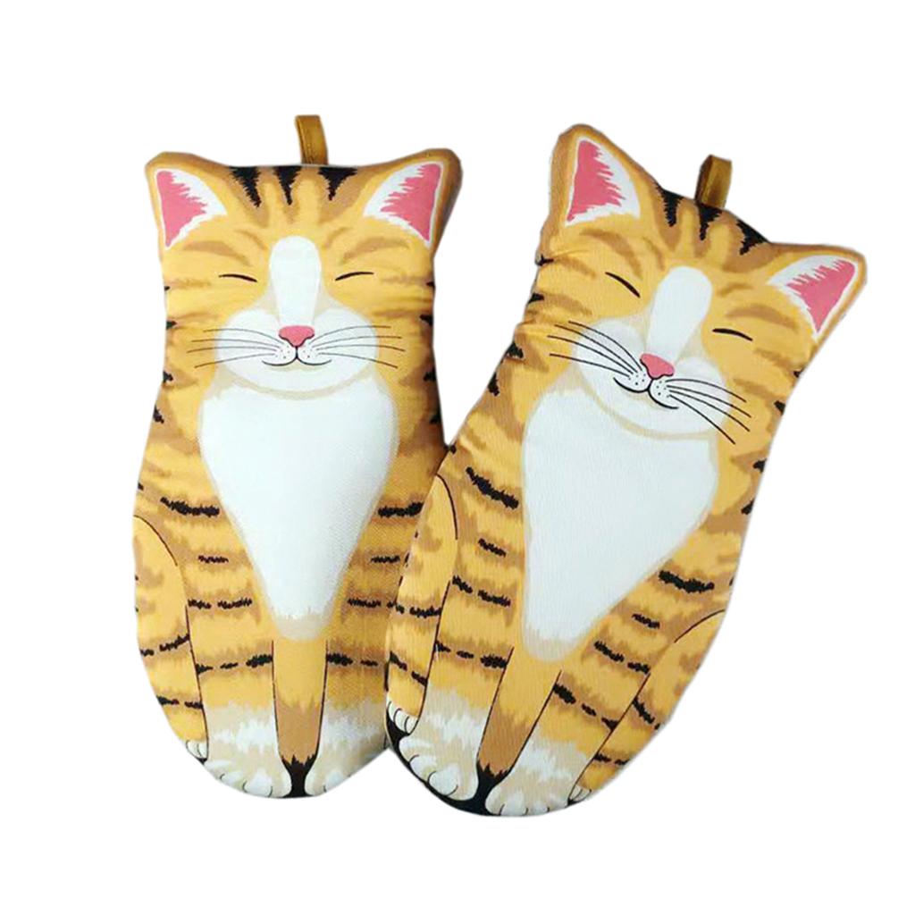 House Cat Paw Oven Mitts Thicken Heat Resistant for Oven Cooking Grill BBQ B