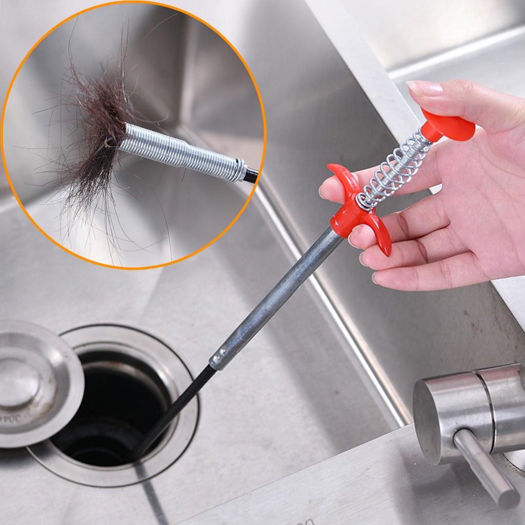 Kitchen Drain Snake Clog Remover Hair Cleaning Plumbing Pipe Sewer 90cm