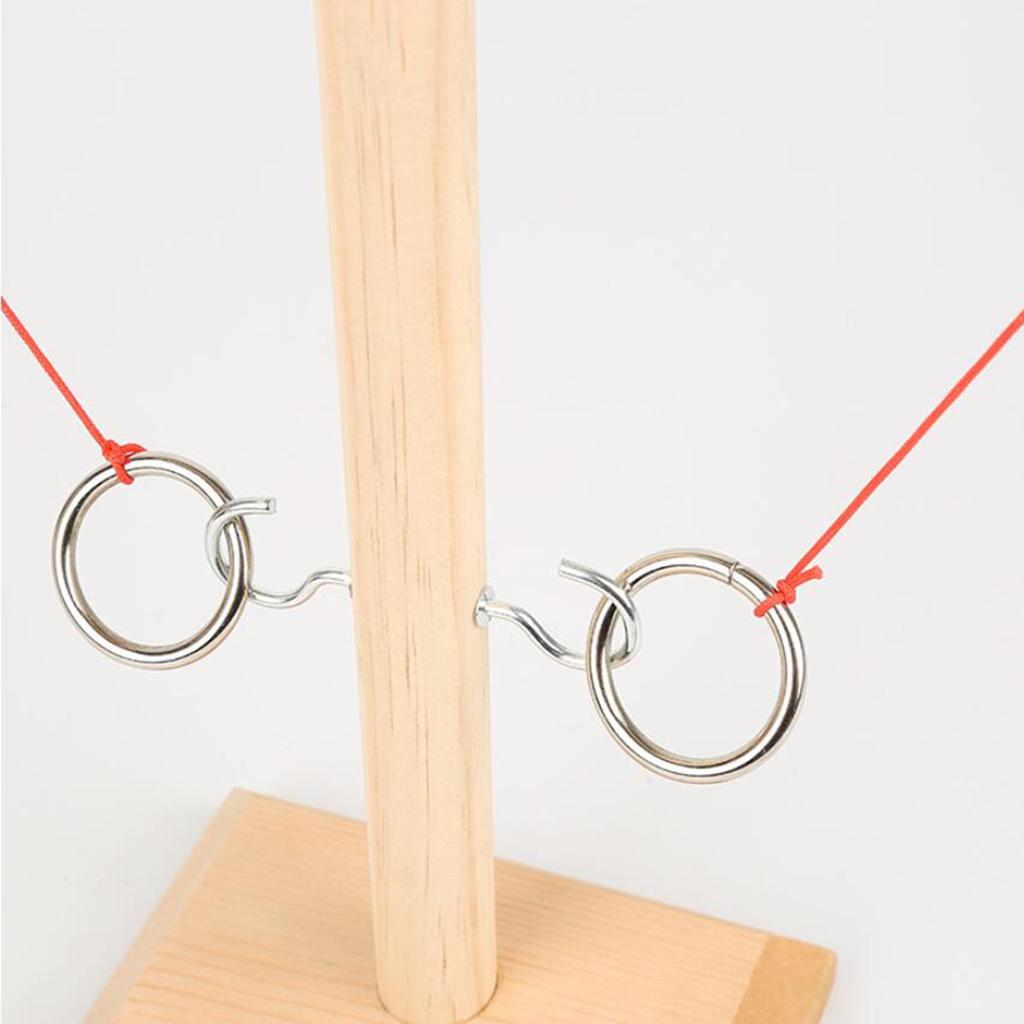 Wooden Hook and Ring-Toss Battle Bar Quick-paced Interactive Game Wood
