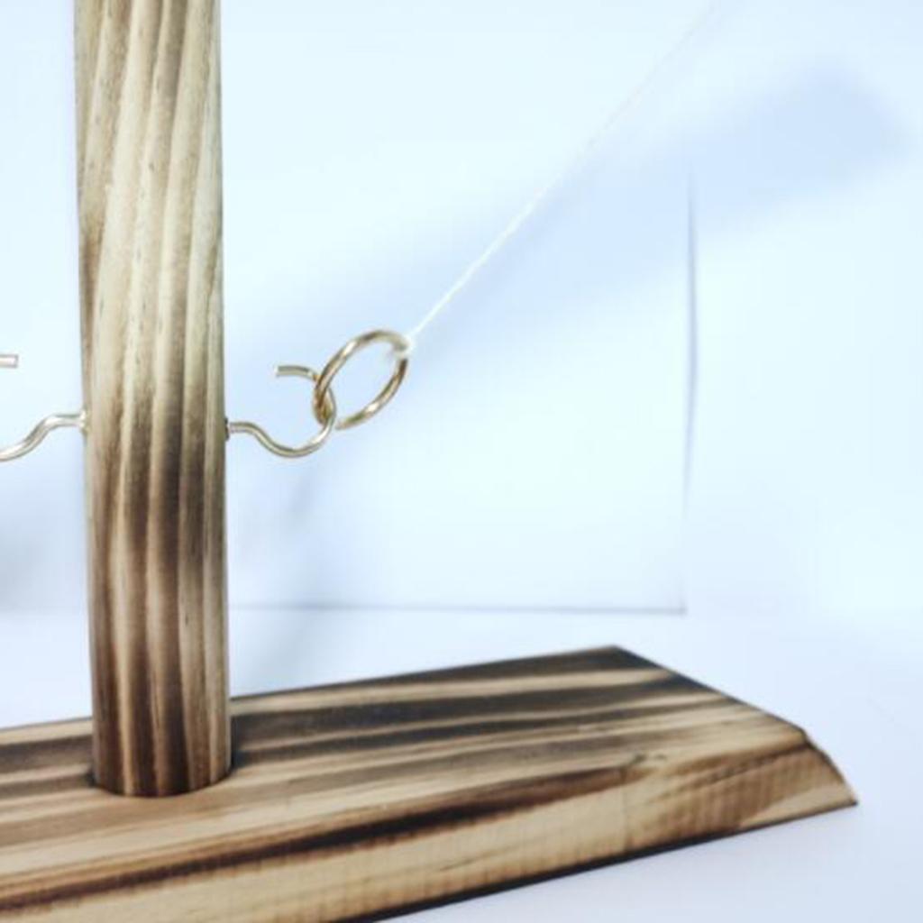 Wooden Hook and Ring-Toss Battle Bar Quick-paced Interactive Game Black Wood