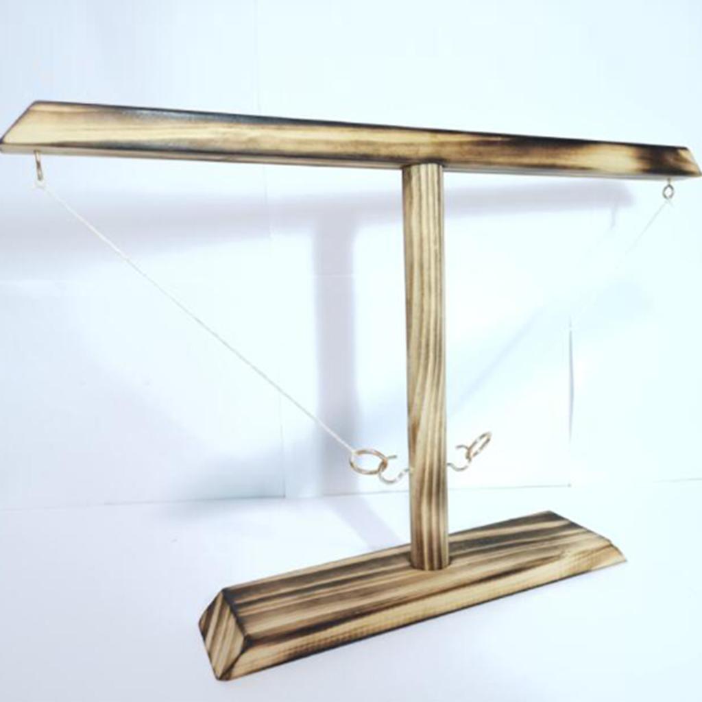 Wooden Hook and Ring-Toss Battle Bar Quick-paced Interactive Game Black Wood