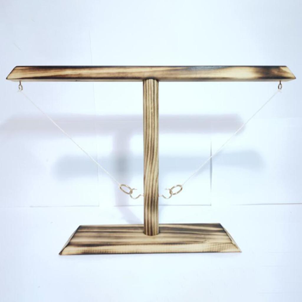 Wooden Hook and Ring-Toss Battle Bar Quick-paced Interactive Game Black Wood