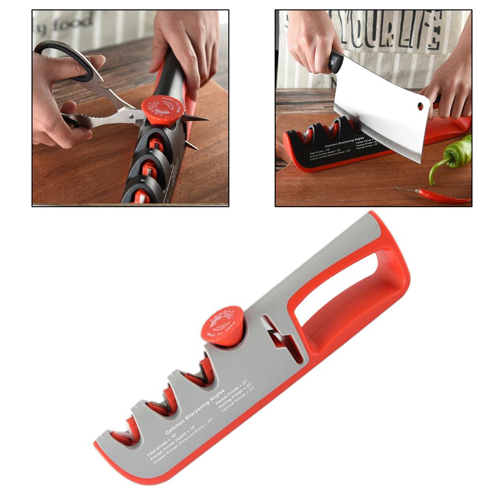 Kitchen Knife Sharpener Adjustable Scissor Knife Sharpening Tool Gray Red