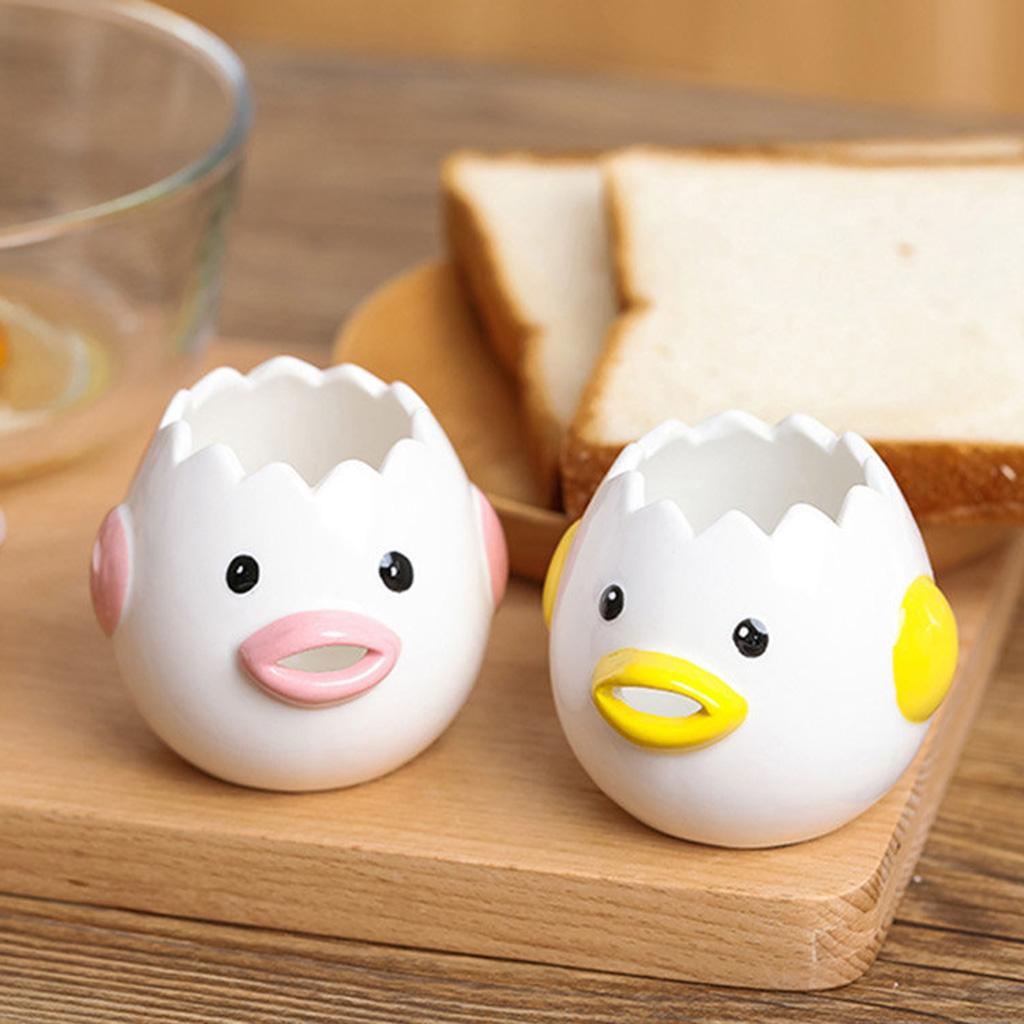 Lovely Cartoon Chicken Ceramic Egg White Yolk Dividers Kitchen Tool Pink