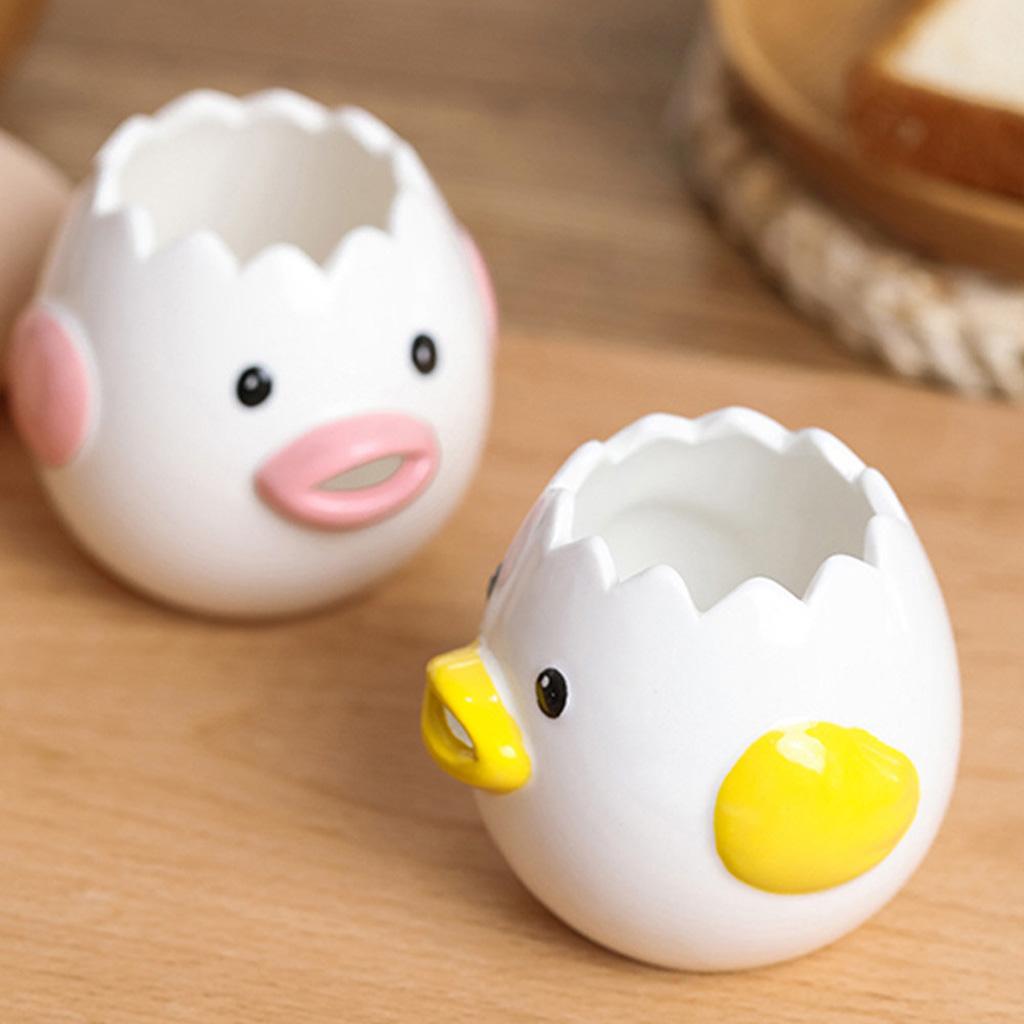 Lovely Cartoon Chicken Ceramic Egg White Yolk Dividers Kitchen Tool Pink