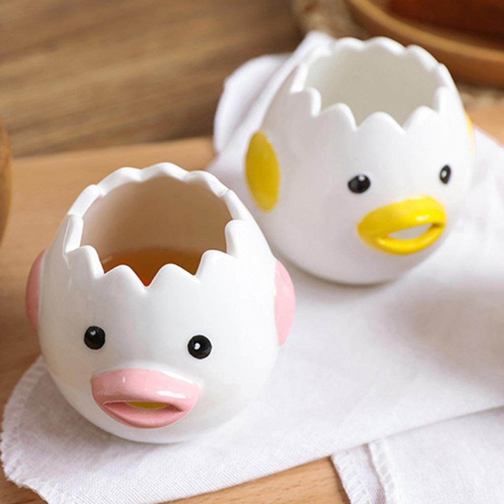 Lovely Cartoon Chicken Ceramic Egg White Yolk Dividers Kitchen Tool Pink