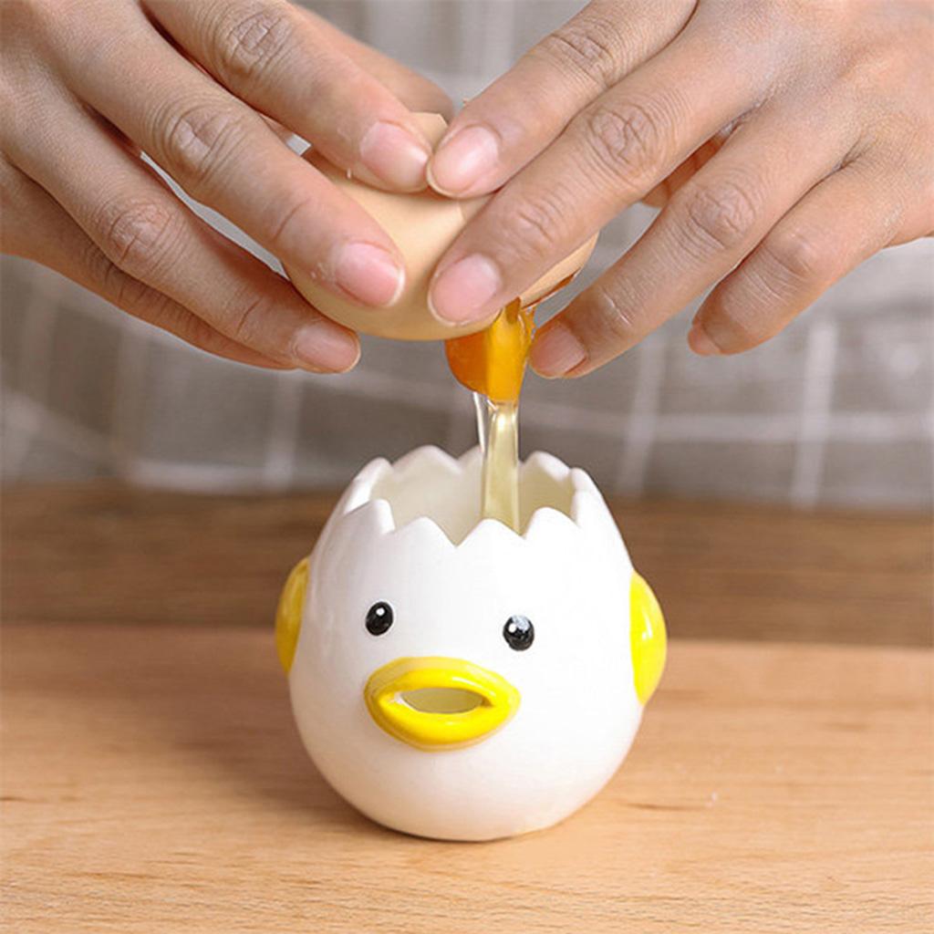 Lovely Cartoon Chicken Ceramic Egg White Yolk Dividers Kitchen Tool Yellow