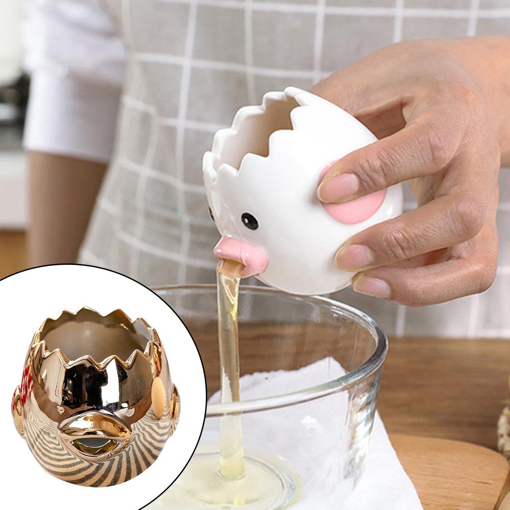 Lovely Cartoon Chicken Ceramic Egg White Yolk Dividers Kitchen Tool Golden