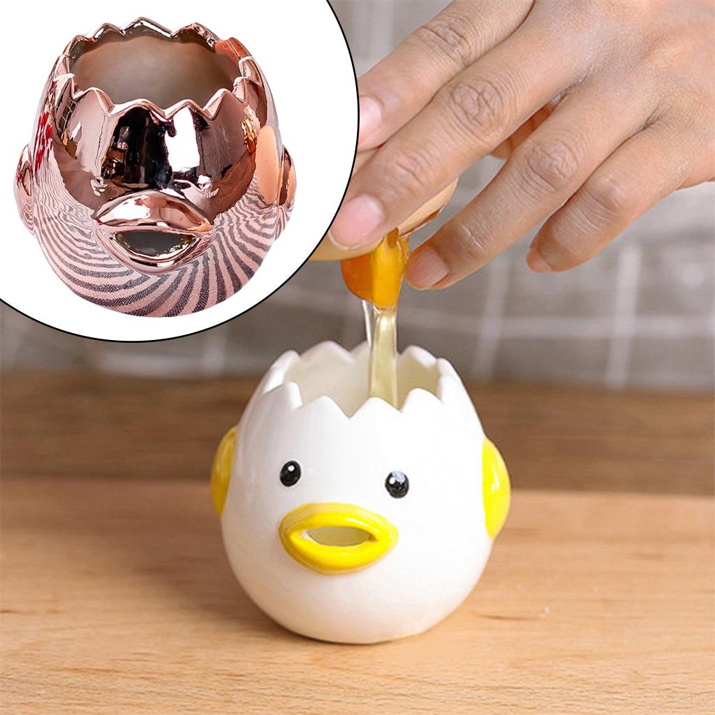 Lovely Cartoon Chicken Ceramic Egg White Yolk Dividers Kitchen Tool Rose Gold