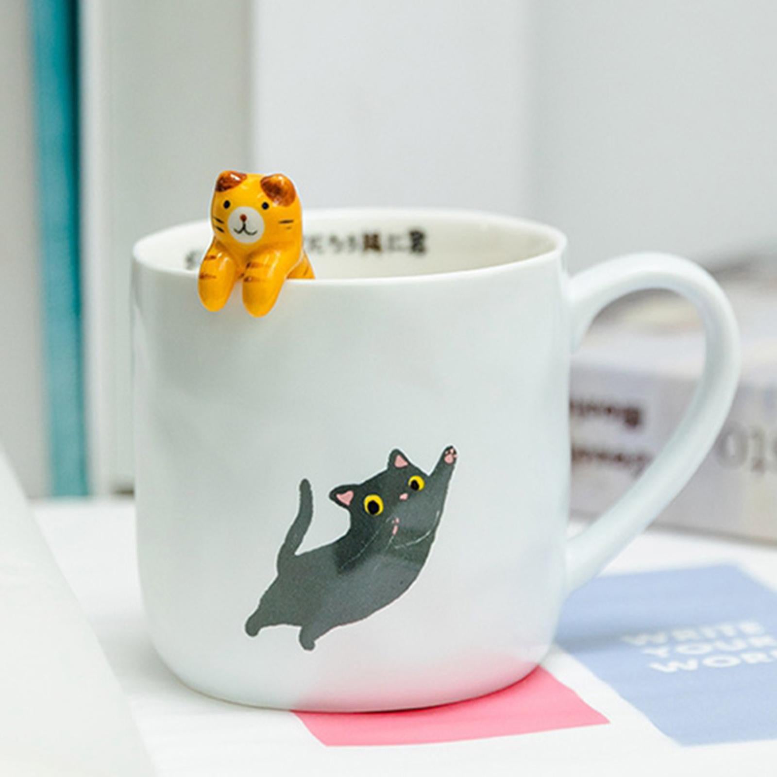 Ceramics Spoon Cat Design Teaspoons for Dessert Cappuccino Black Cat