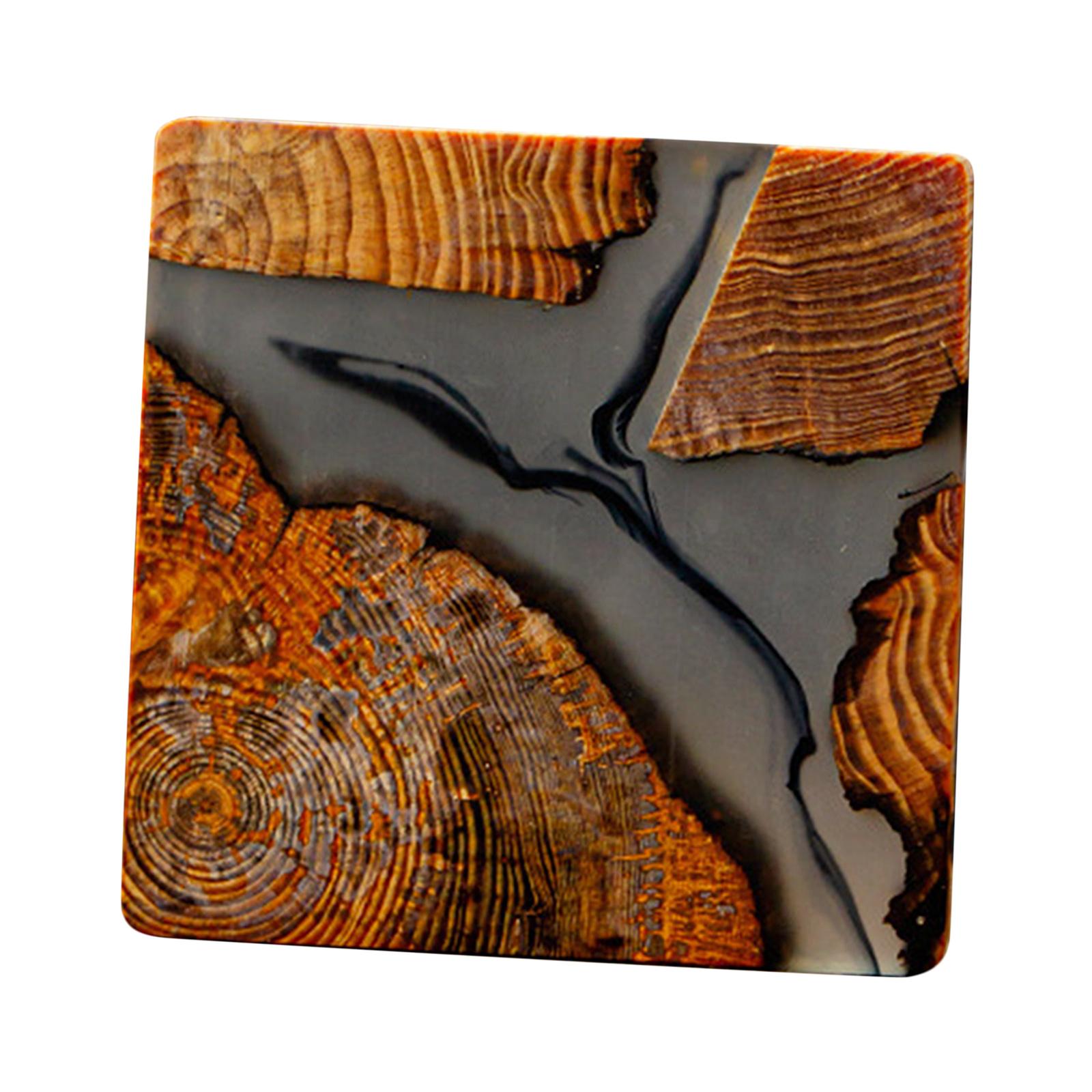 Creative Resin Wood Coasters Tea Cup Square Pad Tableware Decor Teapot Mat